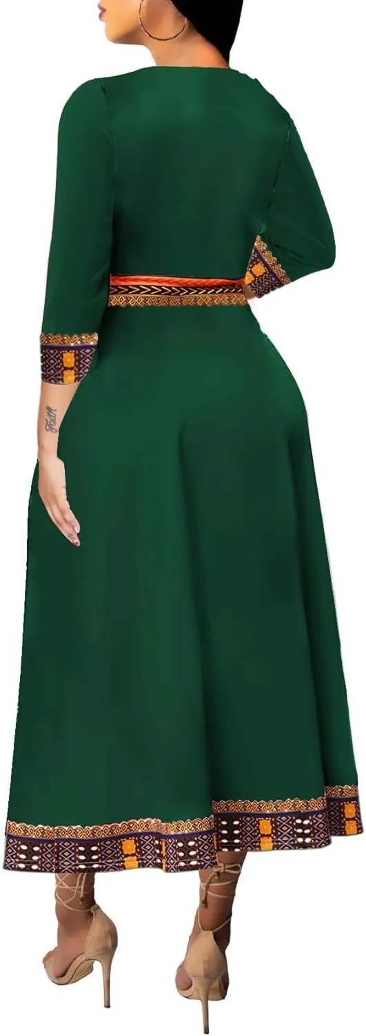 African Long Dresses for Women Elegant Church Dresses Print Maxi Dress High Waist Cocktail Bohemian Vintage Party Outfits