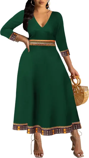 African Long Dresses for Women Elegant Church Dresses Print Maxi Dress High Waist Cocktail Bohemian Vintage Party Outfits