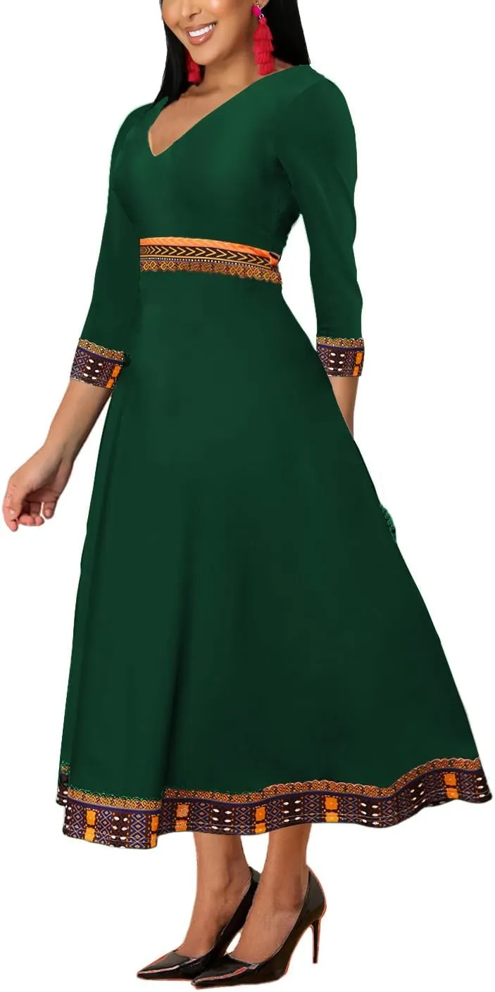African Long Dresses for Women Elegant Church Dresses Print Maxi Dress High Waist Cocktail Bohemian Vintage Party Outfits