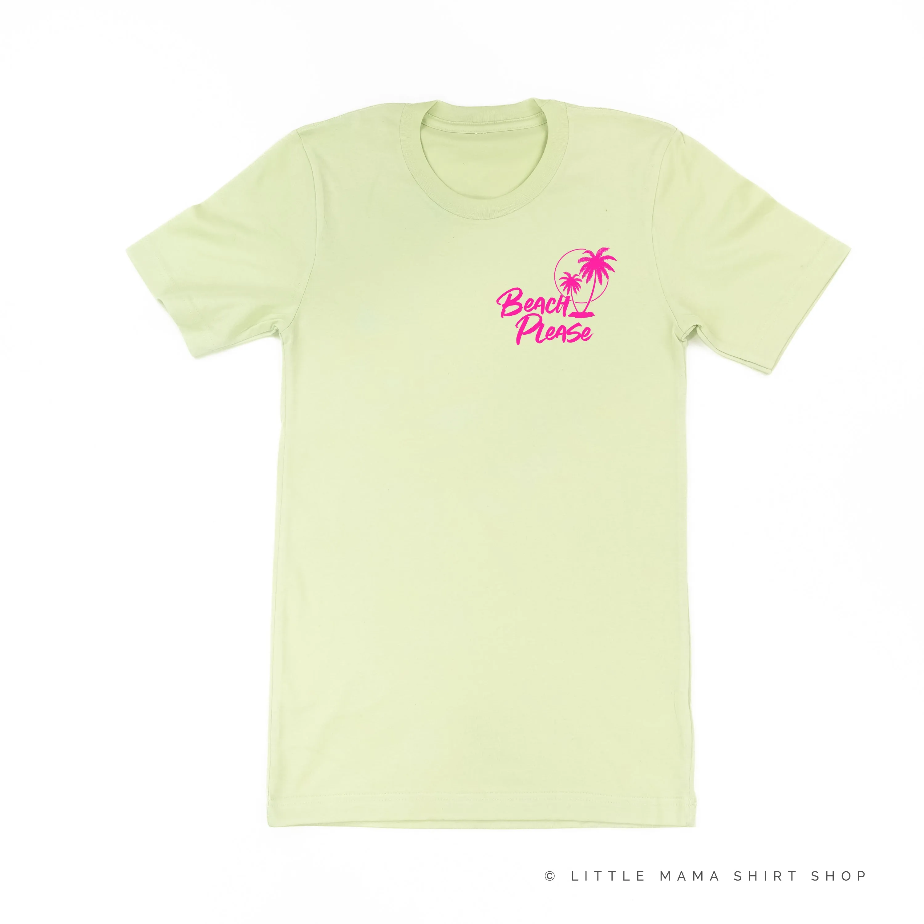 BEACH PLEASE POCKET DESIGN FRONT / 2 PALM TREES BACK - Unisex Tee