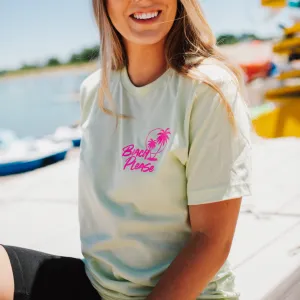 BEACH PLEASE POCKET DESIGN FRONT / 2 PALM TREES BACK - Unisex Tee