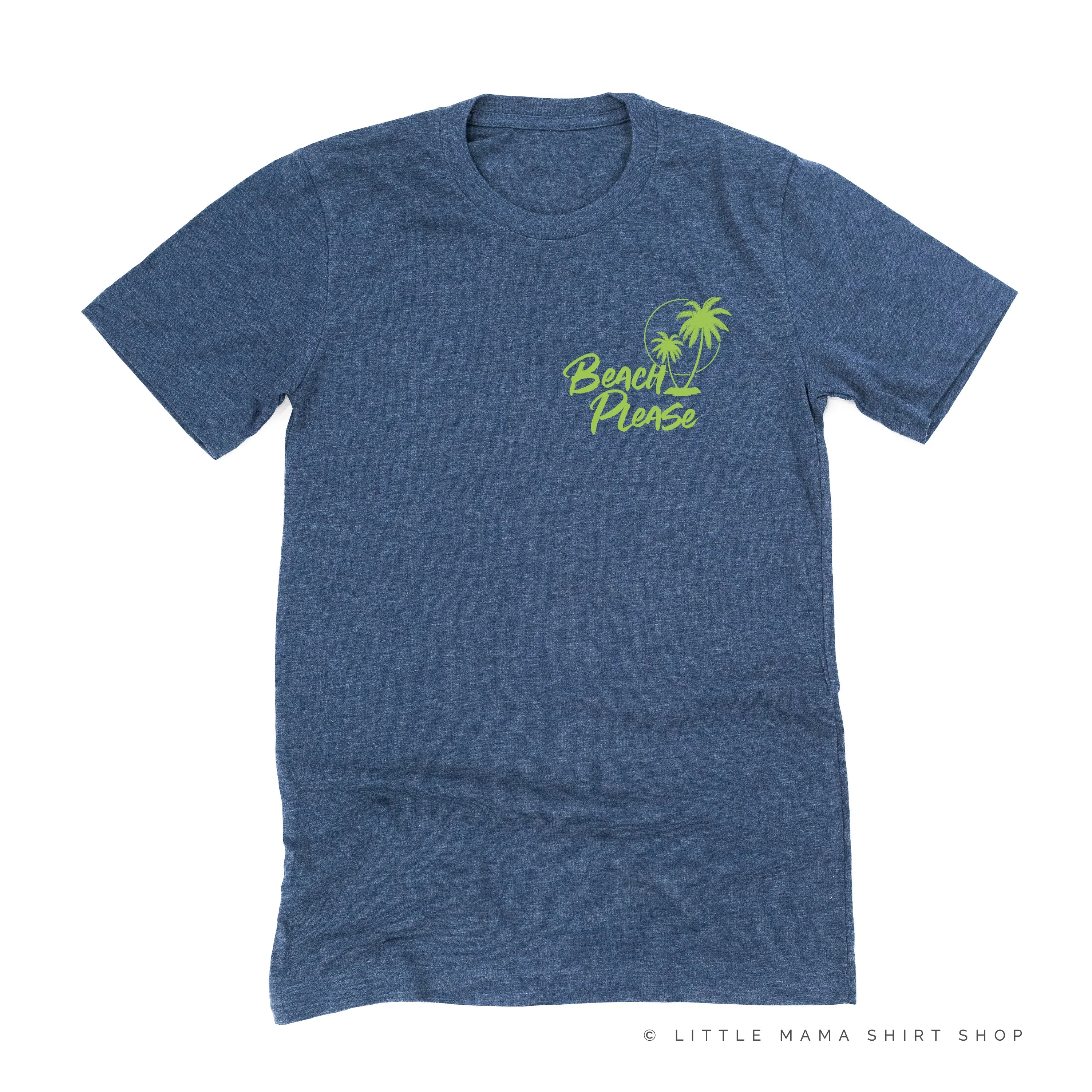 BEACH PLEASE POCKET DESIGN FRONT / 2 PALM TREES BACK - Unisex Tee