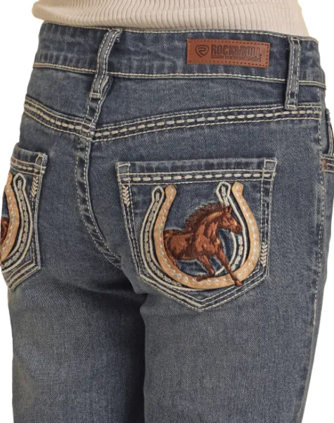 BG4MD04239 - HORSE EMBROIDERED FIT BOOTCUT JEANS