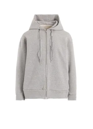 COTTON FLEECE   STRIPE RIBBON HOODIE
