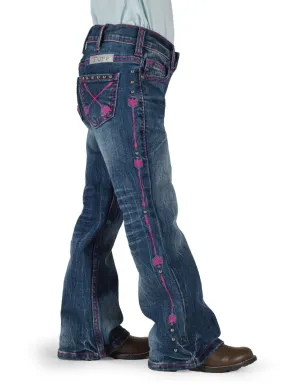 Cowgirl Tuff Girls Pink Arrows Mid Rise Bootcut Jean - Pink Arrows
