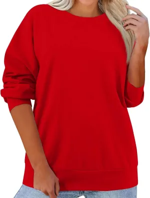 Crewneck Sweatshirts Women Comfy Pullover Crew Neck Sweatshirt Trendy Fleece Fall Sweaters Outfits 2024