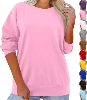Crewneck Sweatshirts Women Comfy Pullover Crew Neck Sweatshirt Trendy Fleece Fall Sweaters Outfits 2024
