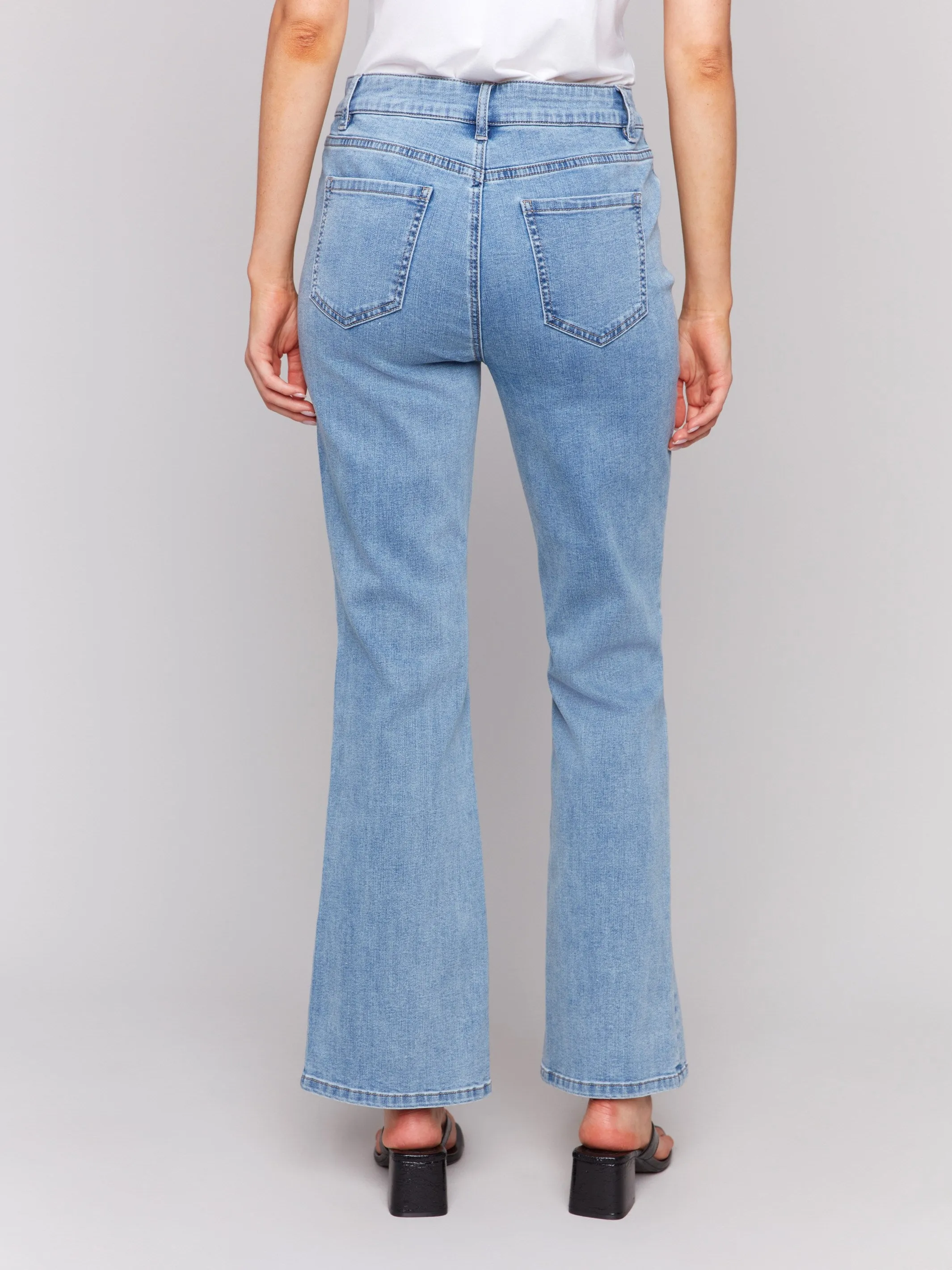 Floral Embroidered Bootcut Jeans - Light Blue