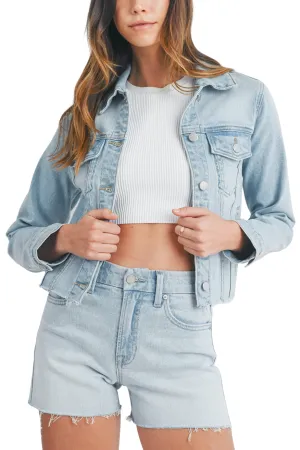 Just Black Denim Jacket With Fray