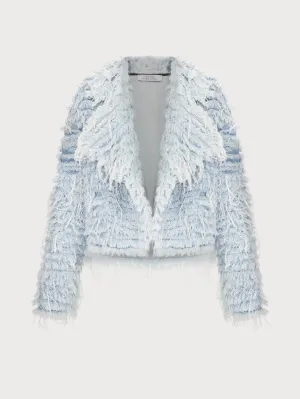 Light Blue Denim Fur Jacket