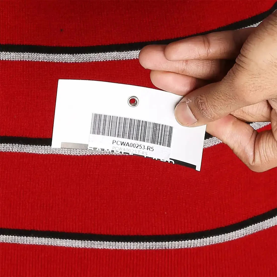 Men Red Regular Fit Stripe Acrylic Full Sleeve V Neck Collar Sweaters