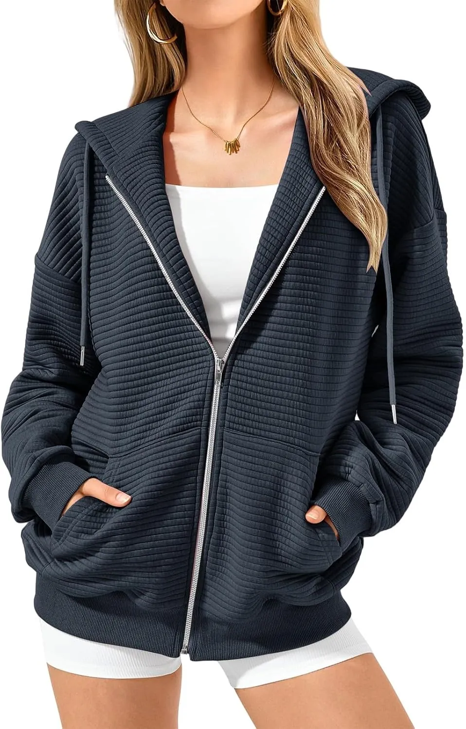 midelxp Zip Up Hoodies for Women Cute Y2k Long Sleeve Oversized Sweatshirts Casual Comfy Fall Jackets Preppy Clothes 2024
