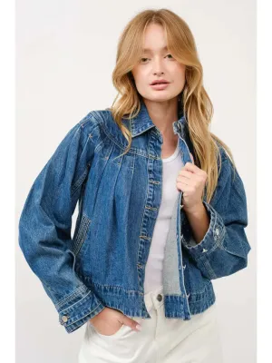 NB Pleated Denim Jacket W/Stitch