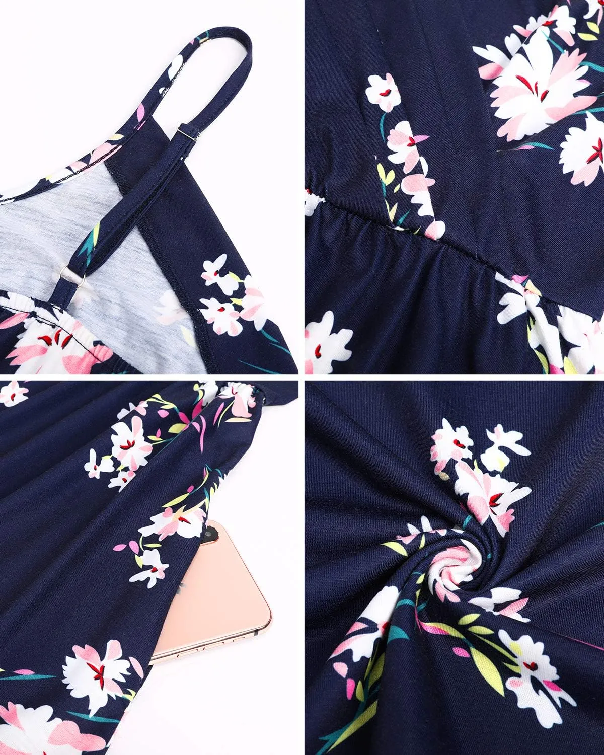Newshows Women's Summer Dress 2025 Spaghetti Strap Sleeveless V Neck Casual Swing Sundress with Pockets