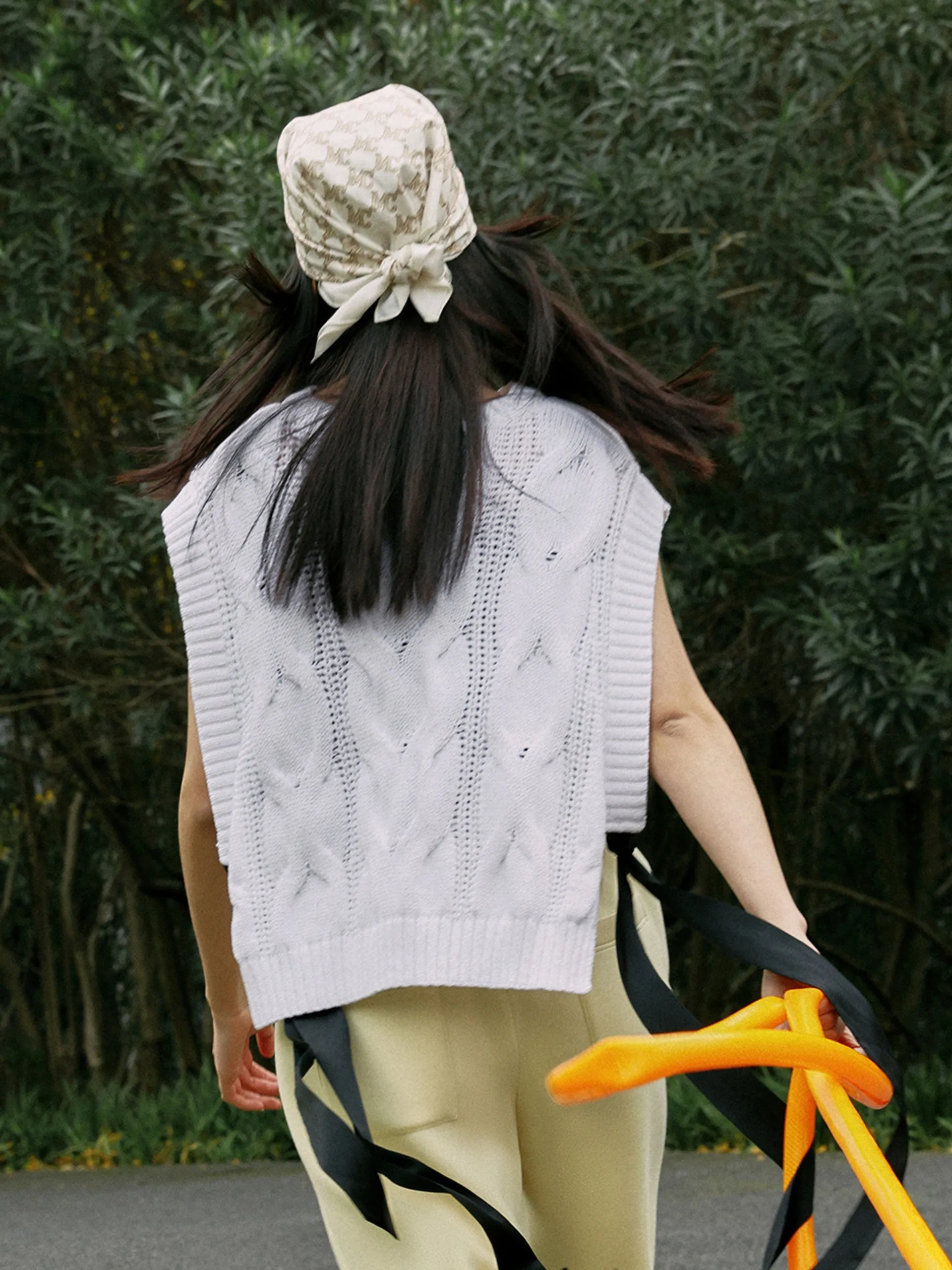 Openwork Tied Sleeveless Knit Top