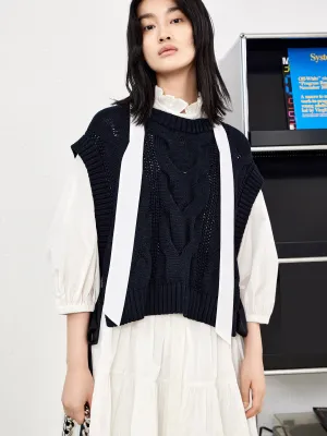Openwork Tied Sleeveless Knit Top