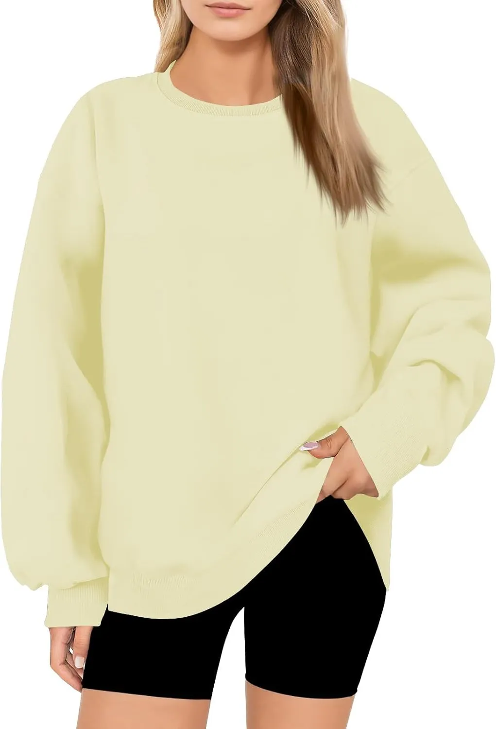 Oversized Sweatshirt for Women Crewneck Fleece Pullover Sweaters Loose Fit Plus Size Hoodie Comfy Fall Winter Tops