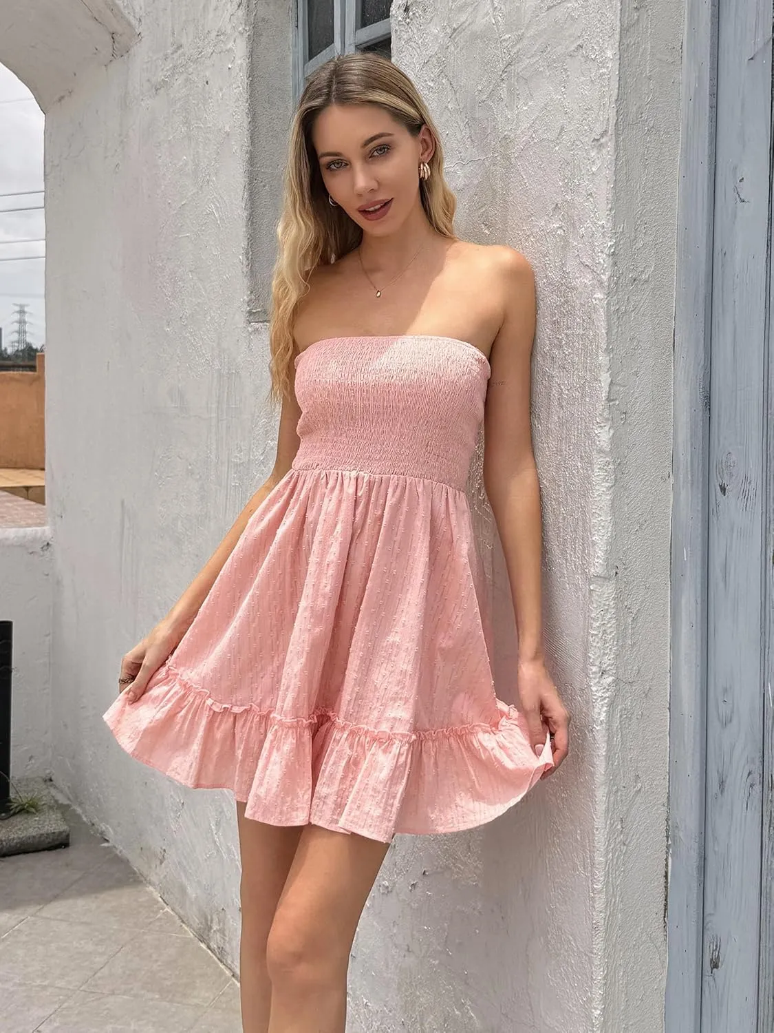 Summer Dresses for Women Strapless Tube Top Mini Dresses Beach Boho Sundress 2025