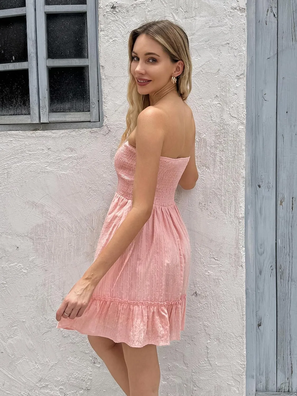 Summer Dresses for Women Strapless Tube Top Mini Dresses Beach Boho Sundress 2025