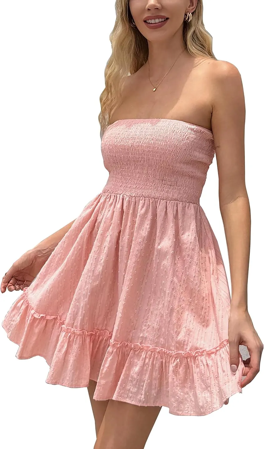 Summer Dresses for Women Strapless Tube Top Mini Dresses Beach Boho Sundress 2025