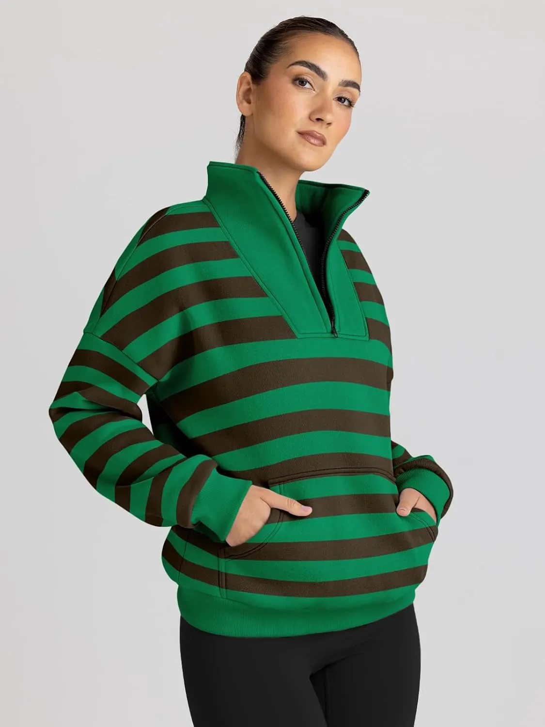 Trendy Queen Sweatshirts Quarter Half Zip Pullover Oversized Hoodies Sweaters Comfy Fall Outfits 2025 Y2K Winter Clothes