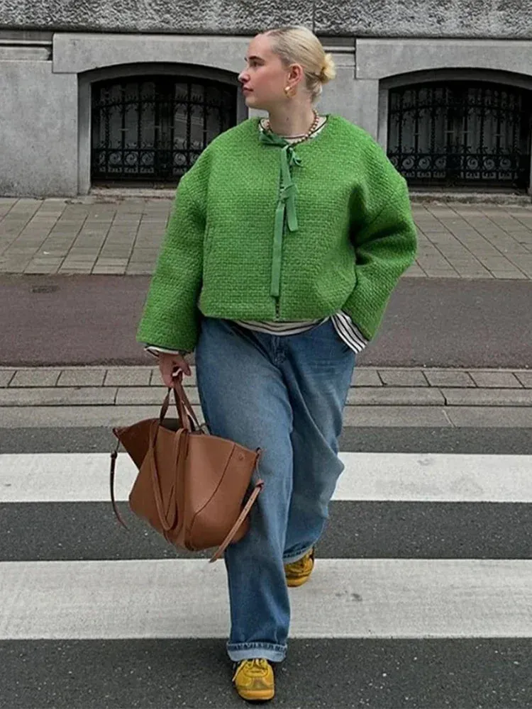 Wenkouban-Christmas Thanksgiving outfits_Lace Up O Neck Long Sleeve Loose Autumn Fashion Casual Knitted Christmas Sweater