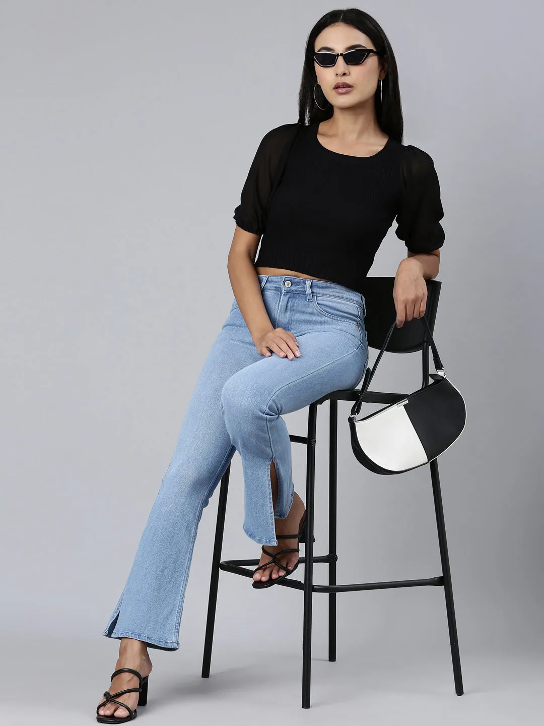 Women Blue Bootcut Denim Jeans