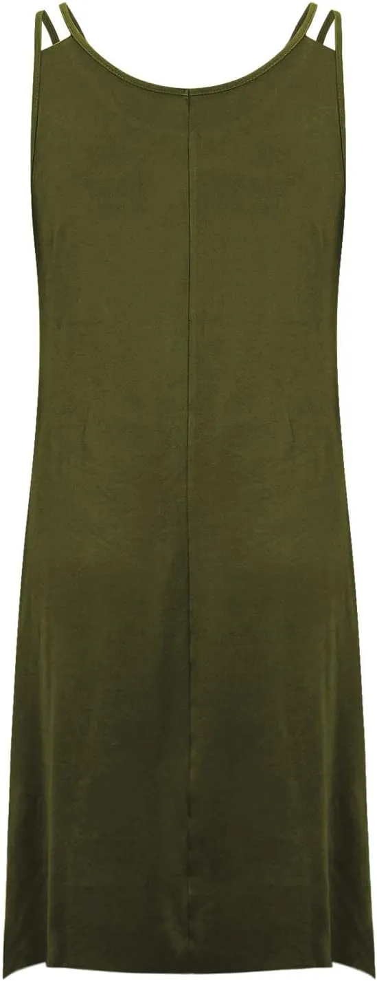 Women Plus Size Midi Dresses Trendy Irregular Hem Sleeveless Crewneck Loose Comfy Tank Dress Summer Beach Sundress
