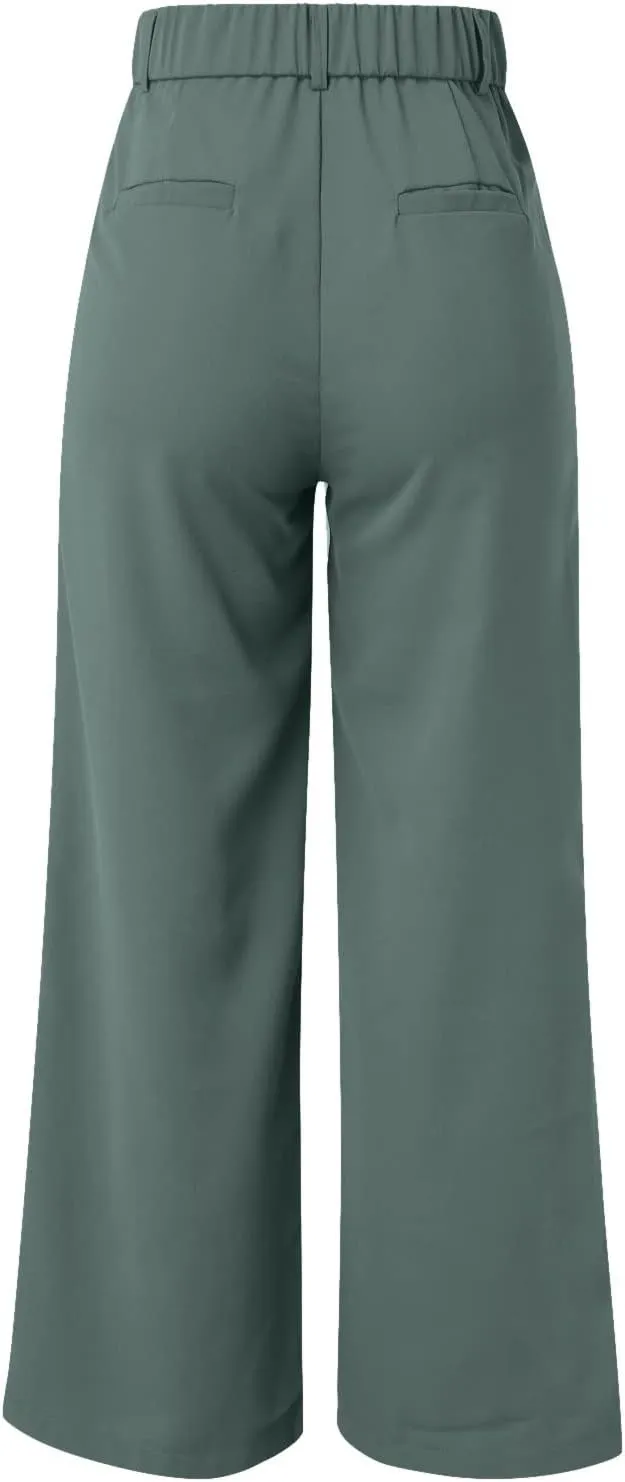 Women's Cotton Linen Summer Fashion Pants Elastic Waist Long Lounge Slim Fit Trouser Trendy