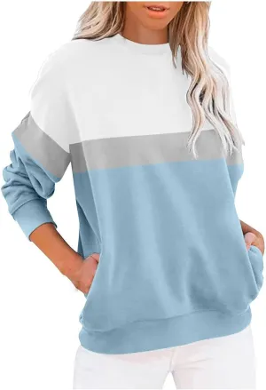 Women's Oversized Color Pullover Sweatshirts, 2024 Outfits Loose Basic Comfy Fleece Sweatshirts Sweaters