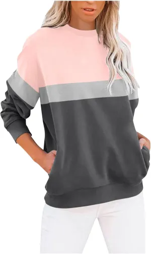 Women's Oversized Color Pullover Sweatshirts, 2024 Outfits Loose Basic Comfy Fleece Sweatshirts Sweaters