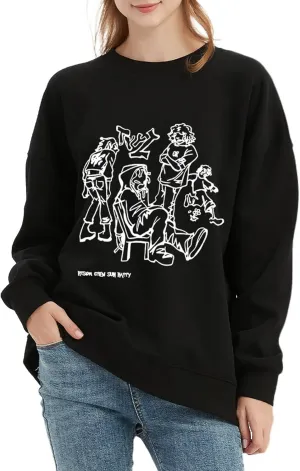 Womens Oversized Graphic Sweatshirts Hoodies Long Sleeve Crew Neck Pullover Sweaters Casual Comfy Fall Fashion Outfits