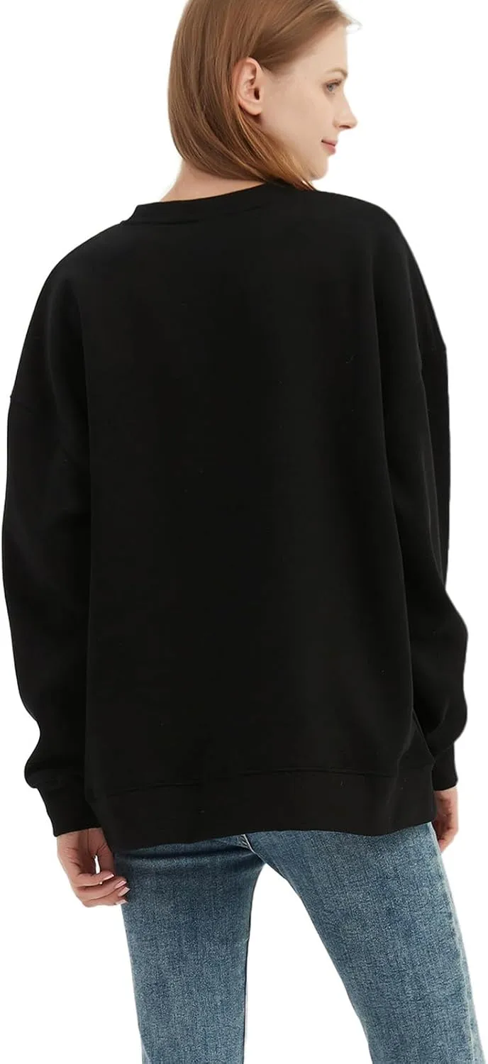 Womens Oversized Graphic Sweatshirts Hoodies Long Sleeve Crew Neck Pullover Sweaters Casual Comfy Fall Fashion Outfits
