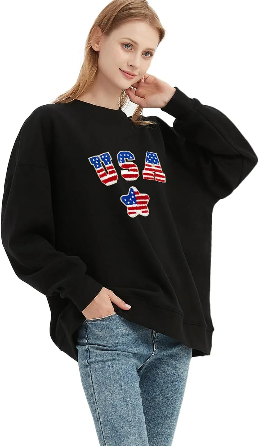 Womens Oversized Graphic Sweatshirts Hoodies Long Sleeve Crew Neck Pullover Sweaters Casual Comfy Fall Fashion Outfits