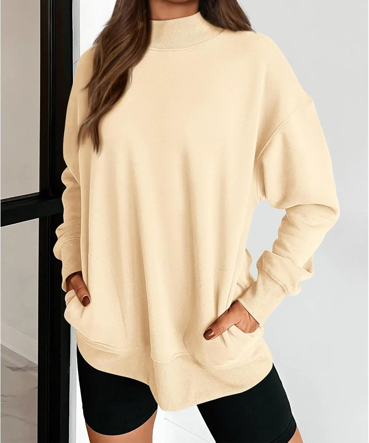 Womens Oversized Sweatshirts Casual Solid Tops Crew Neck Loose Pullover Sweaters Comfy Fashion Fall 2024 Clothes
