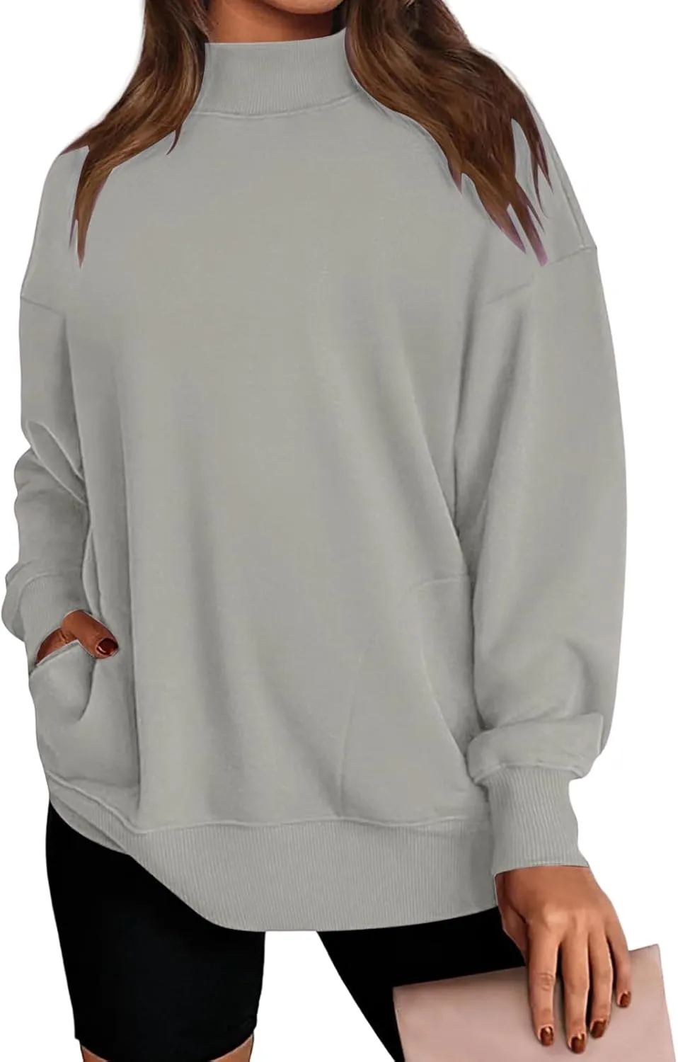 Womens Oversized Sweatshirts Casual Solid Tops Crew Neck Loose Pullover Sweaters Comfy Fashion Fall 2024 Clothes