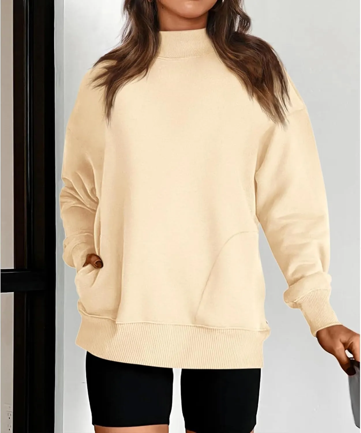 Womens Oversized Sweatshirts Casual Solid Tops Crew Neck Loose Pullover Sweaters Comfy Fashion Fall 2024 Clothes