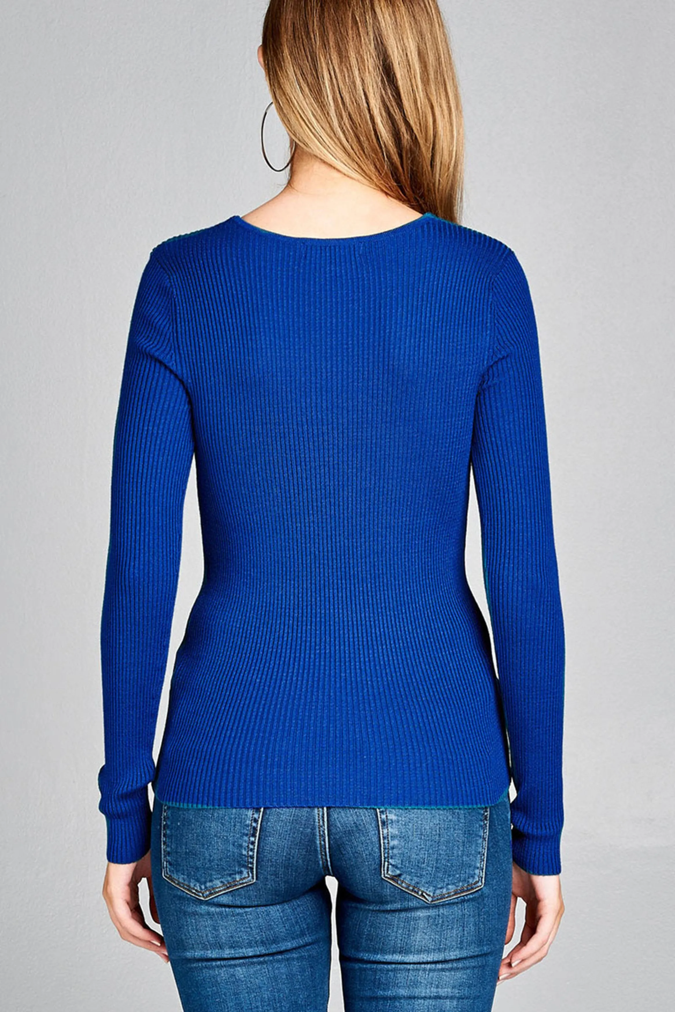 Women's Plus Size Fitted V Neck Ribbed Knit Lightweight Sweater Top