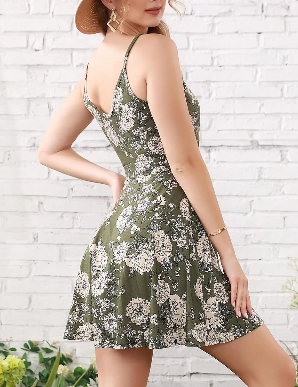 Women's Sexy Summer Mini Sun Dress Casual Cute Spaghetti Strap Short Fit Flare Sundress