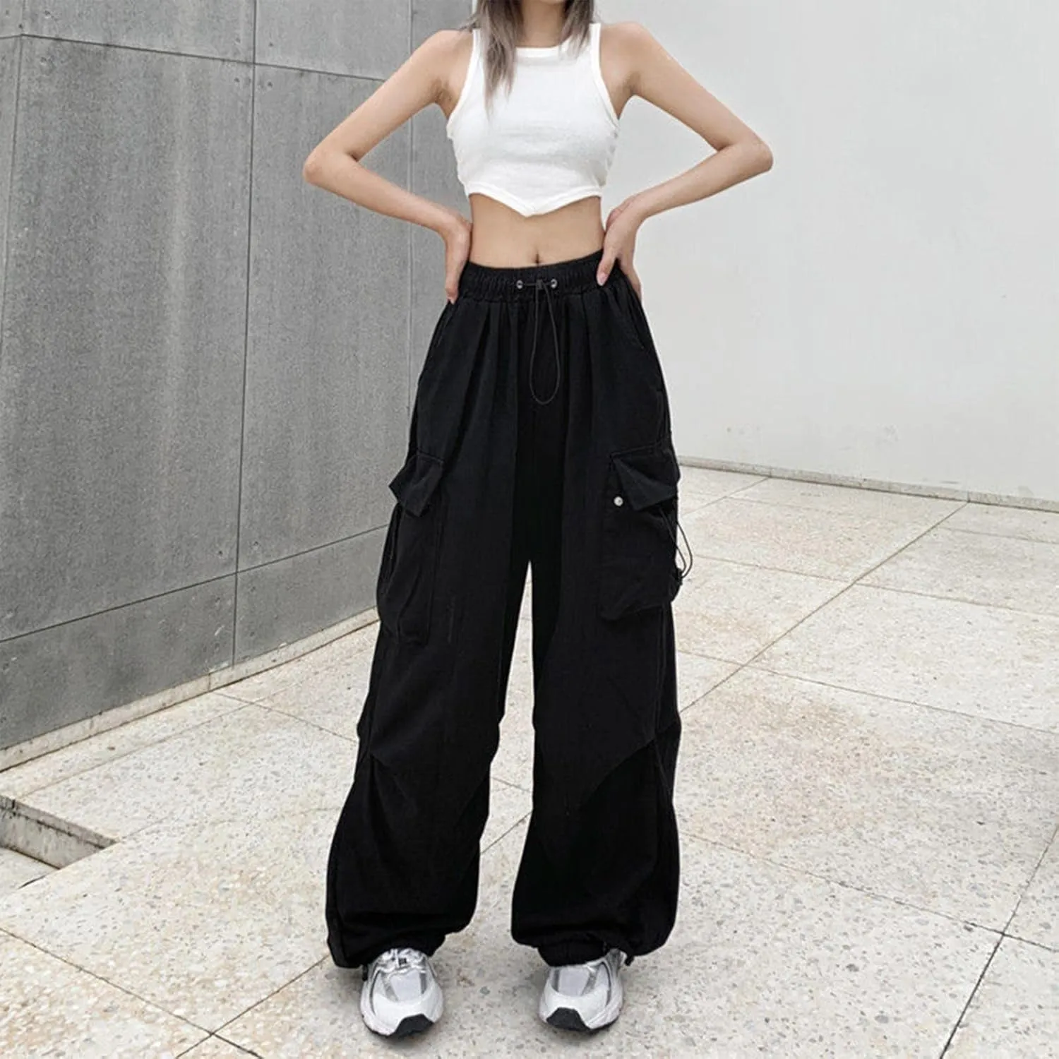 Women's Wide Leg Sweatpants Elastic High Waist Straight Leg Athletic 2025 Trendy Casual Baggy Trousers with Pockets