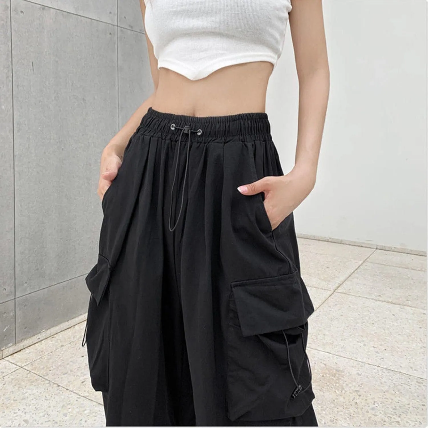 Women's Wide Leg Sweatpants Elastic High Waist Straight Leg Athletic 2025 Trendy Casual Baggy Trousers with Pockets