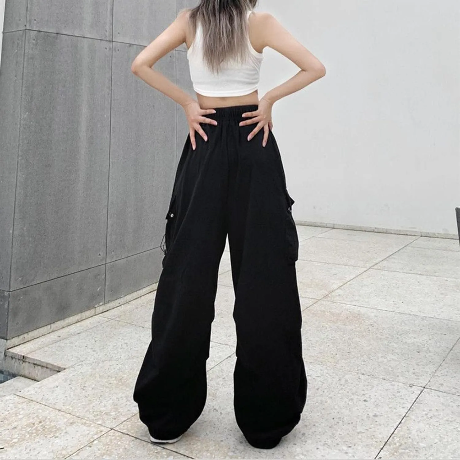Women's Wide Leg Sweatpants Elastic High Waist Straight Leg Athletic 2025 Trendy Casual Baggy Trousers with Pockets