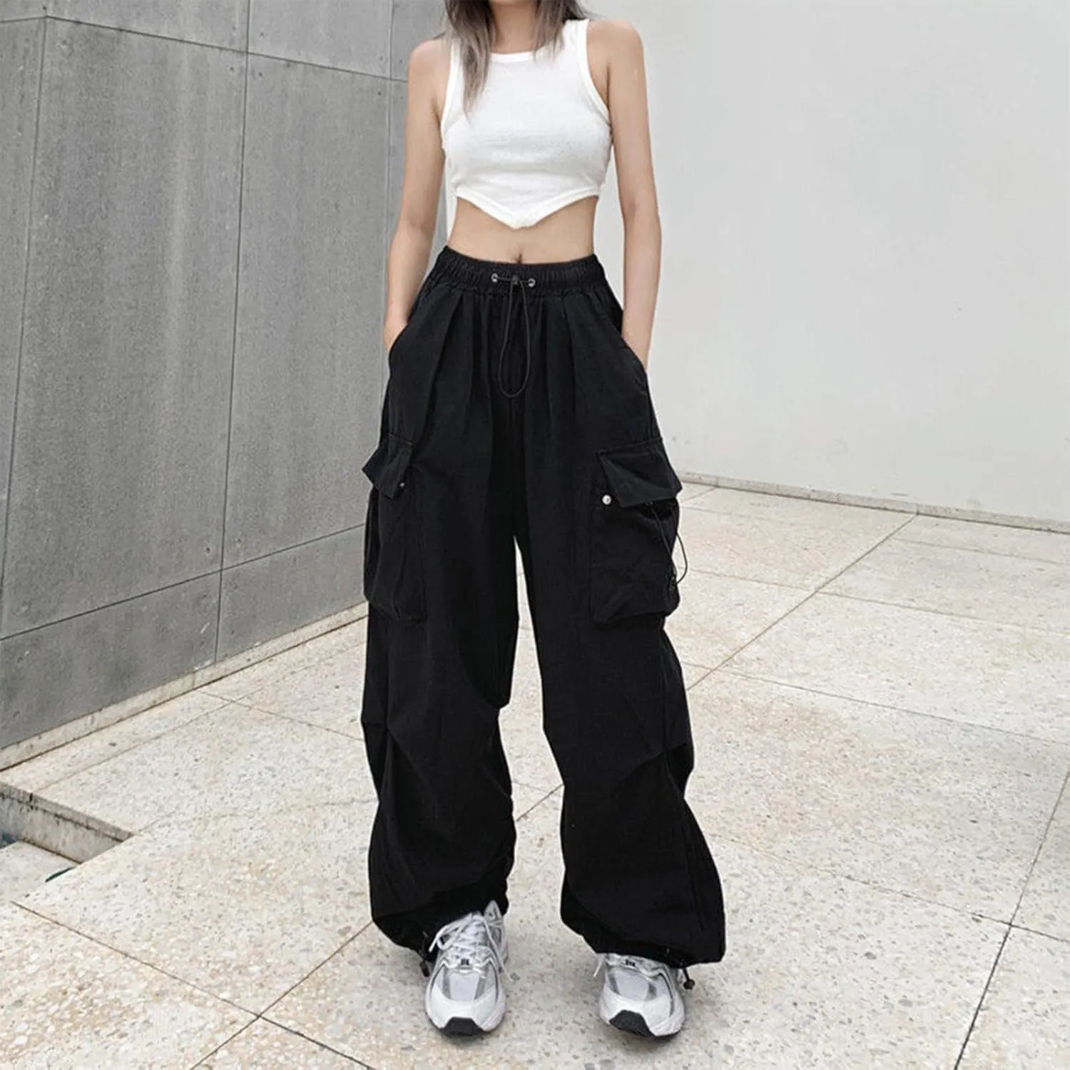 Women's Wide Leg Sweatpants Elastic High Waist Straight Leg Athletic 2025 Trendy Casual Baggy Trousers with Pockets