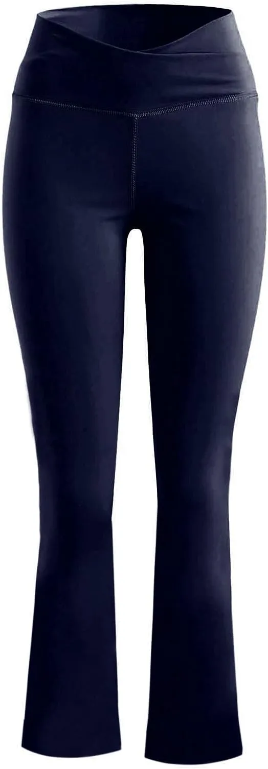Yoga Pants Women Flare High Waisted Leggings Tummy Control Bell Bottom Cross Waist Leggings Wide Leg Casual Pants