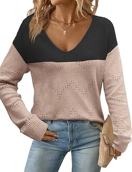 Zeagoo Womens Sweaters Long Sleeve Shirts Off Shoulder Crochet