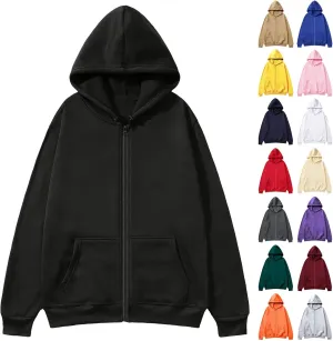 Zip Up Hoodie Women Long Sleeve Oversized Fleece Sweatshirt Comfy Fall Fashion Hooded Jackets Pullover with Pocket