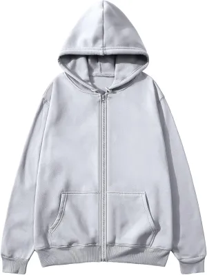Zip Up Hoodie Women Long Sleeve Oversized Fleece Sweatshirt Comfy Fall Fashion Hooded Jackets Pullover with Pocket